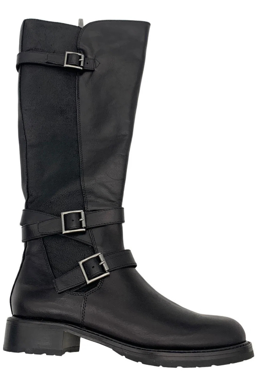 Donald Pliner Women's Carlota Medium Tall Calf Boots Black Leather - Medium